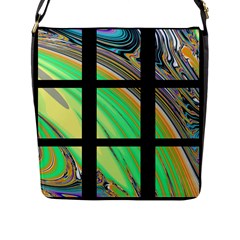 Black Window With Colorful Tiles Flap Messenger Bag (l)  by digitaldivadesigns