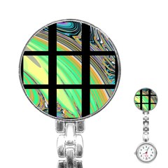 Black Window With Colorful Tiles Stainless Steel Nurses Watches by digitaldivadesigns