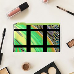 Black Window With Colorful Tiles Cosmetic Bag (xs) by digitaldivadesigns