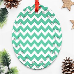 Chevron Pattern Gifts Ornament (oval Filigree)  by GardenOfOphir