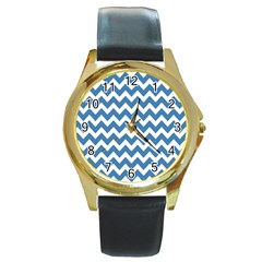 Chevron Pattern Gifts Round Gold Metal Watches by GardenOfOphir