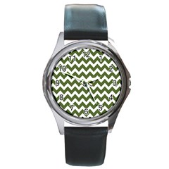 Chevron Pattern Gifts Round Metal Watches by GardenOfOphir