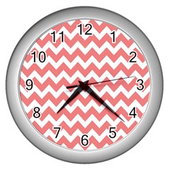 Chevron Pattern Gifts Wall Clocks (silver)  by GardenOfOphir