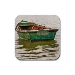 Old Fishing Boat At Santa Lucia River In Montevideo Rubber Coaster (square)  by dflcprints