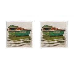 Old Fishing Boat At Santa Lucia River In Montevideo Cufflinks (square) by dflcprints