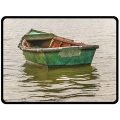 Old Fishing Boat At Santa Lucia River In Montevideo Fleece Blanket (large)  by dflcprints