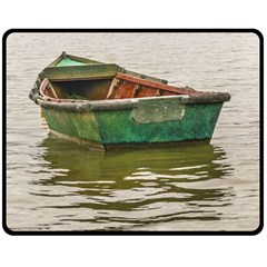 Old Fishing Boat At Santa Lucia River In Montevideo Double Sided Fleece Blanket (medium)  by dflcprints