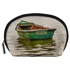 Old Fishing Boat At Santa Lucia River In Montevideo Accessory Pouches (large)  by dflcprints