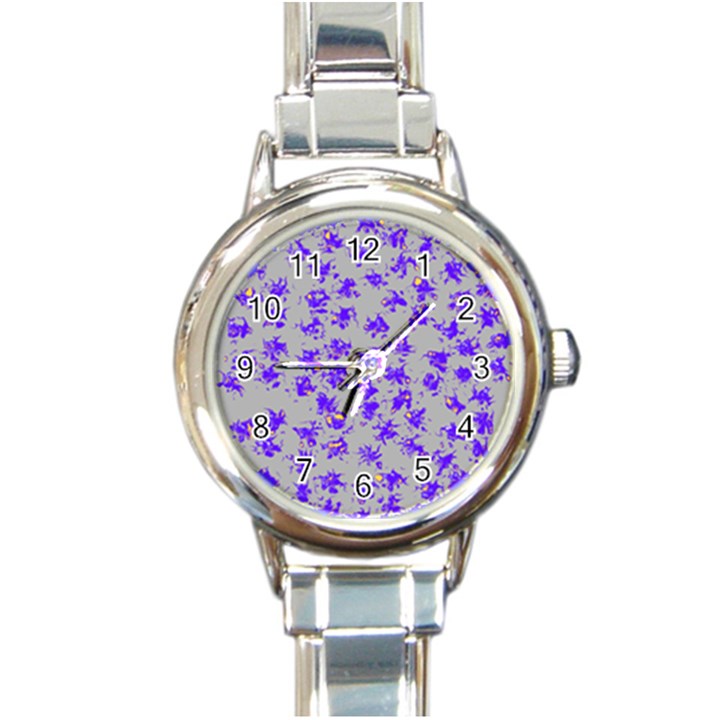 Purple Pattern Round Italian Charm Watches