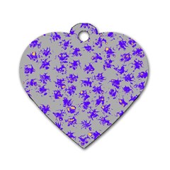 Purple Pattern Dog Tag Heart (one Side) by JDDesigns