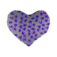 Purple Pattern Standard 16  Premium Flano Heart Shape Cushions by JDDesigns