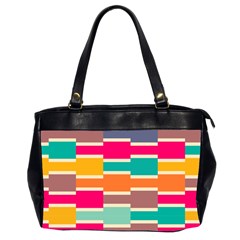 Connected Colorful Rectangles Oversize Office Handbag (2 Sides) by LalyLauraFLM