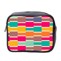 Connected Colorful Rectangles Mini Toiletries Bag (two Sides)