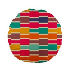 Connected Colorful Rectangles 	standard 15  Premium Flano Round Cushion by LalyLauraFLM