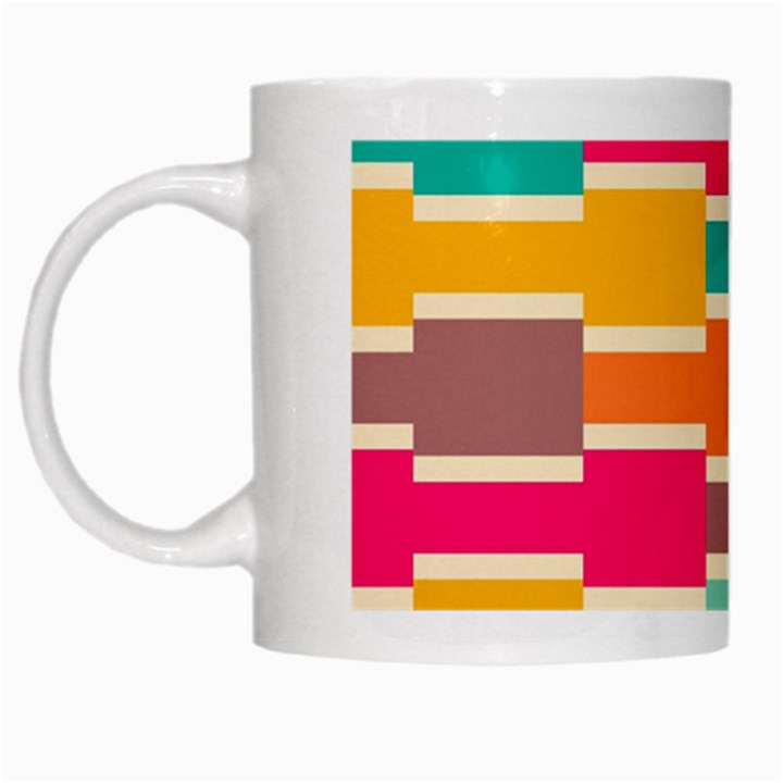 Connected colorful rectangles White Mug