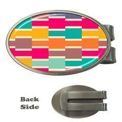 Connected Colorful Rectangles			money Clip (oval) by LalyLauraFLM