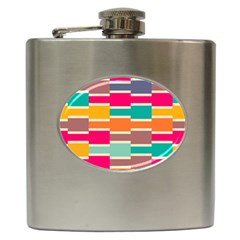 Connected Colorful Rectangles			hip Flask (6 Oz) by LalyLauraFLM