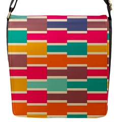 Connected Colorful Rectangles			flap Closure Messenger Bag (s) by LalyLauraFLM