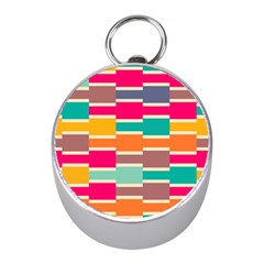 Connected Colorful Rectangles			silver Compass (mini) by LalyLauraFLM