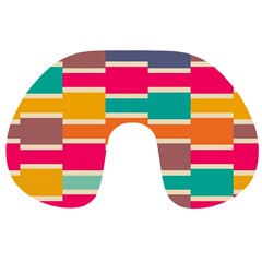 Connected Colorful Rectangles Travel Neck Pillow by LalyLauraFLM