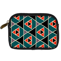 Triangles In Retro Colors Pattern 	digital Camera Leather Case by LalyLauraFLM