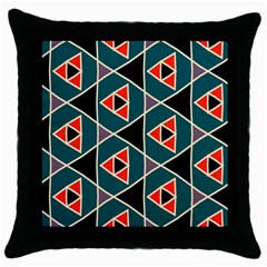 Triangles In Retro Colors Pattern			throw Pillow Case (black) by LalyLauraFLM