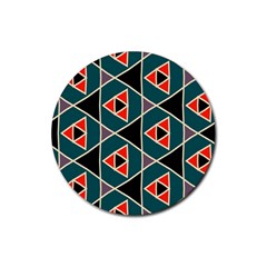 Triangles In Retro Colors Pattern			rubber Round Coaster (4 Pack) by LalyLauraFLM