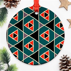 Triangles In Retro Colors Pattern			ornament (round) by LalyLauraFLM