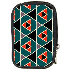 Triangles In Retro Colors Pattern			compact Camera Leather Case by LalyLauraFLM