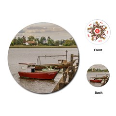 Santa Lucia River In Montevideo Uruguay Playing Cards (round)  by dflcprints