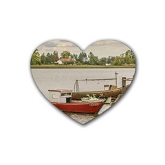 Santa Lucia River In Montevideo Uruguay Rubber Coaster (heart)  by dflcprints