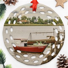 Santa Lucia River In Montevideo Uruguay Ornament (round Filigree)  by dflcprints