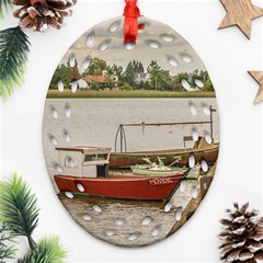 Santa Lucia River In Montevideo Uruguay Ornament (oval Filigree)  by dflcprints