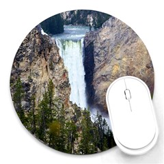 Yellowstone Waterfall Round Mousepads by trendistuff