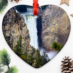 Yellowstone Waterfall Heart Ornament (2 Sides) by trendistuff