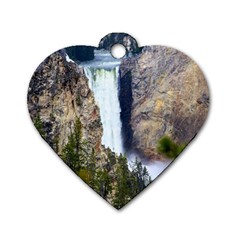 Yellowstone Waterfall Dog Tag Heart (one Side) by trendistuff