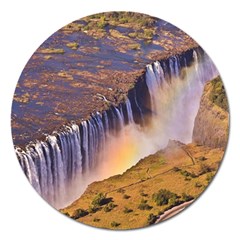 Waterfall Africa Zambia Magnet 5  (round) by trendistuff