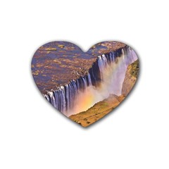 Waterfall Africa Zambia Rubber Coaster (heart)  by trendistuff