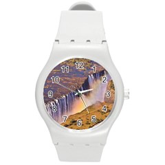 Waterfall Africa Zambia Round Plastic Sport Watch (m) by trendistuff