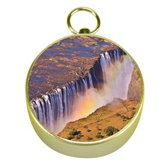 Waterfall Africa Zambia Gold Compasses by trendistuff