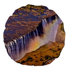 Waterfall Africa Zambia Large 18  Premium Flano Round Cushions by trendistuff