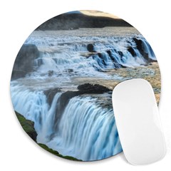 Gullfoss Waterfalls 2 Round Mousepads by trendistuff