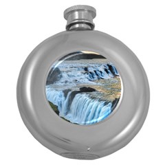 Gullfoss Waterfalls 2 Round Hip Flask (5 Oz) by trendistuff