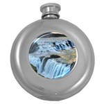 GULLFOSS WATERFALLS 2 Round Hip Flask (5 oz) Front