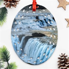 Gullfoss Waterfalls 2 Ornament (oval Filigree)  by trendistuff