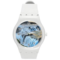 Gullfoss Waterfalls 2 Round Plastic Sport Watch (m) by trendistuff