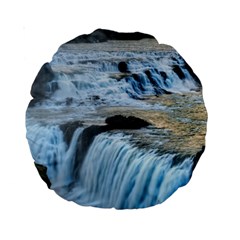 Gullfoss Waterfalls 2 Standard 15  Premium Round Cushions by trendistuff