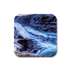 Gullfoss Waterfalls 1 Rubber Square Coaster (4 Pack)  by trendistuff