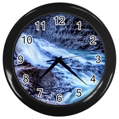 Gullfoss Waterfalls 1 Wall Clocks (black) by trendistuff