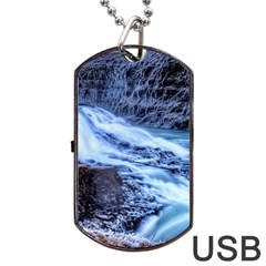 Gullfoss Waterfalls 1 Dog Tag Usb Flash (one Side) by trendistuff